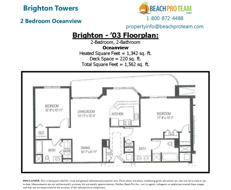 Brighton Tower Floor Plan - 2 Bedroom Ocean View
